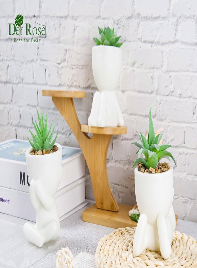 Der Rose 3 Pack Fake Plants for Office Desk Accessories Artificial Succulents Plants for Room Bathroom Home Decor for Women - Image 2
