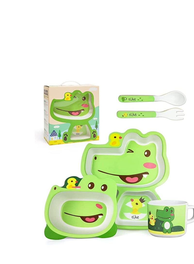 Factory Price Cute Croc Bamboo Tableware Set - Image 1