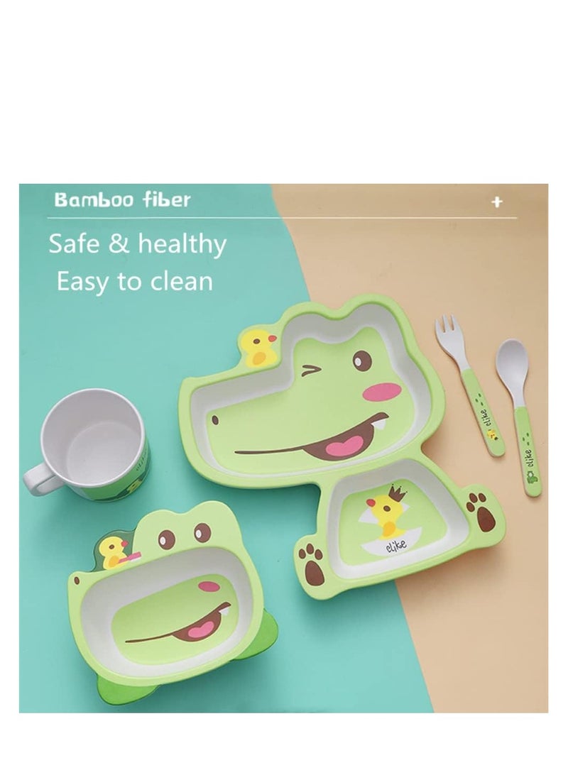 Factory Price Cute Croc Bamboo Tableware Set - Image 5