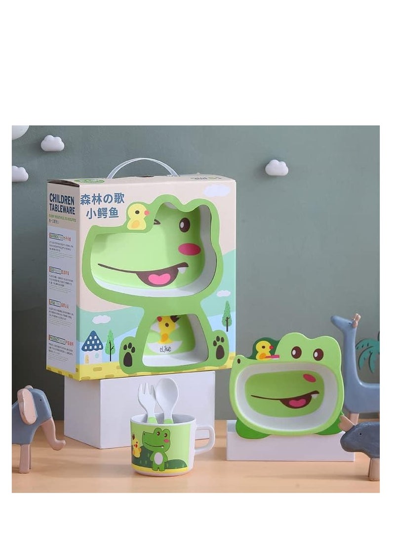 Factory Price Cute Croc Bamboo Tableware Set - Image 3
