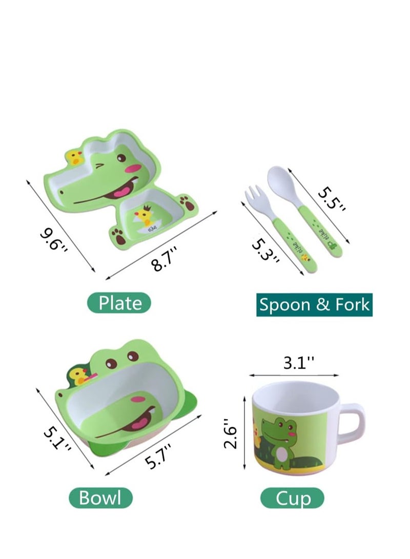 Factory Price Cute Croc Bamboo Tableware Set - Image 4