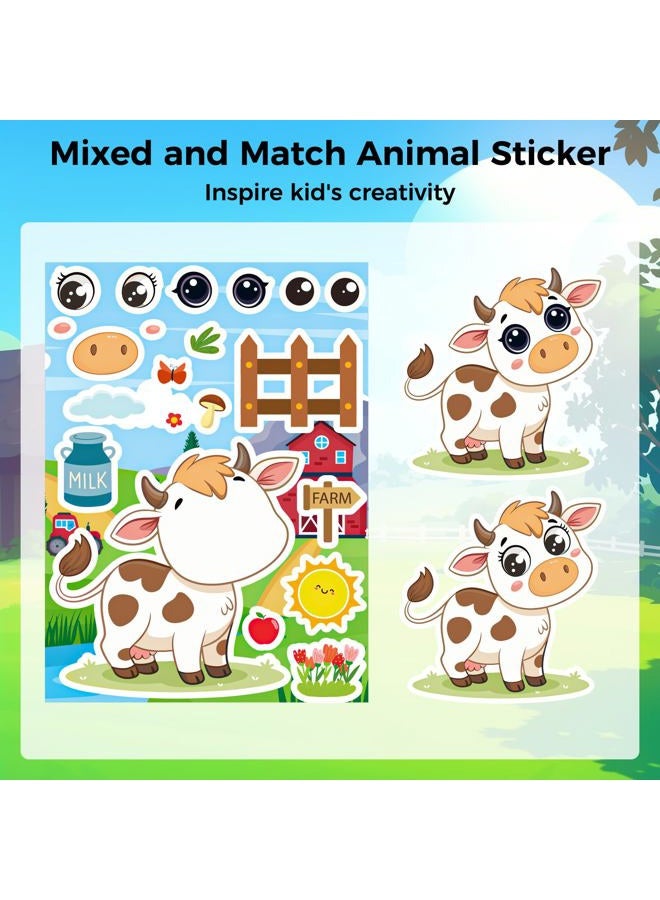 Fyguard 36 Sheets Farm Animal Stickers, Make Your Own Faces Stickers for Kids, Mixed and Match Animal Sticker for Farm Decorations Animals Party Classroom Craft DIY Projects, 9 Designs - Image 5