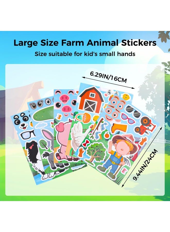 Fyguard 36 Sheets Farm Animal Stickers, Make Your Own Faces Stickers for Kids, Mixed and Match Animal Sticker for Farm Decorations Animals Party Classroom Craft DIY Projects, 9 Designs - Image 3