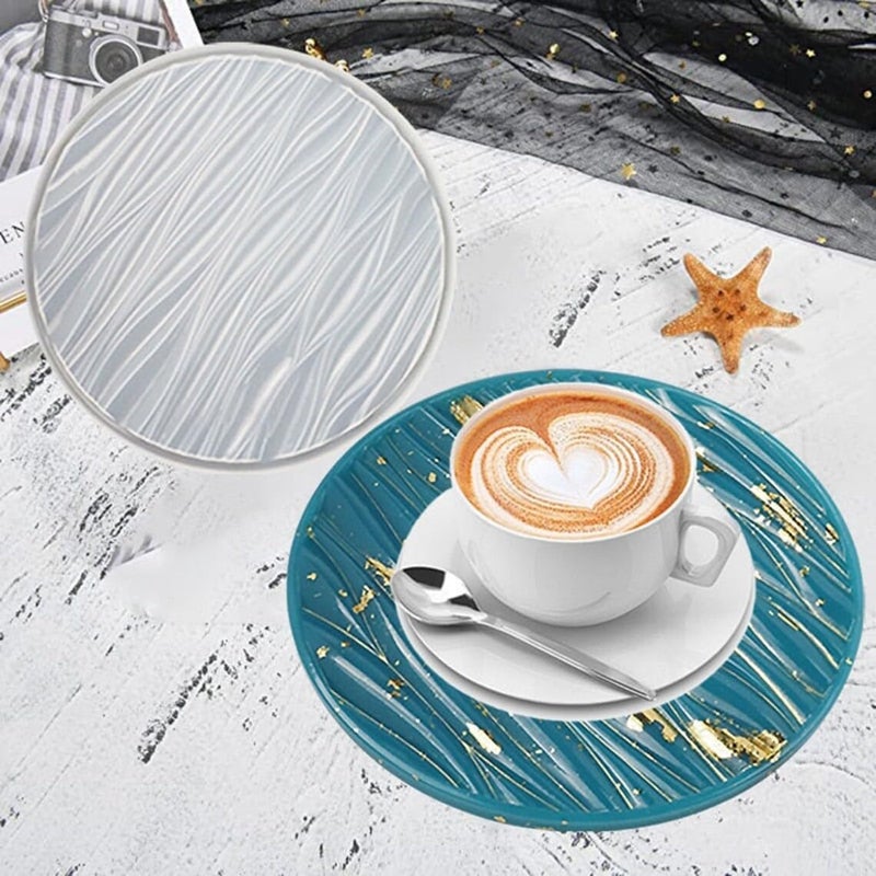 Snoogg SNOOGG ™1 Pack 10CM 3D-Depth Heavy Duty Coaster Design Wave Silicone Moulds Use for Resin Casting for Event, Resin Art, Wedding,Valentine,Anniversary Gift  - Image 3