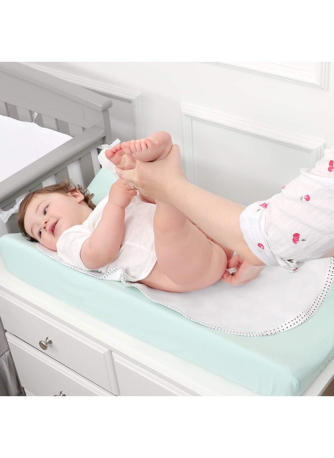 TILLYOU TILLYOU 6PK Larger Softer Changing Pad Liners Waterproof, 27" x 13" Washable Reusable Flannel Cotton Changing Table Cover Liners Leakproof, Portable Baby Changing Mat for Boys Girls, White  - Image 2