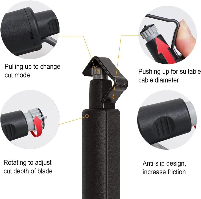 groword Round Cable Stripper Tool - Adjustable Cutting Depth Jacket Slitter - Fast & Precise Removal - 3/16" to 1 1/8" Diameter - Image 3