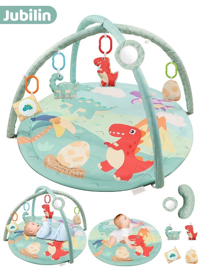 Jubilin Baby Play Gym Mat, Play Mat Activity Mat with 5 Detachable Toys for Stage-Based Sensory & Motor Skill Development, Easy to Install & Clean, Baby Essentials Gift, Dinosaur Green - Image 1