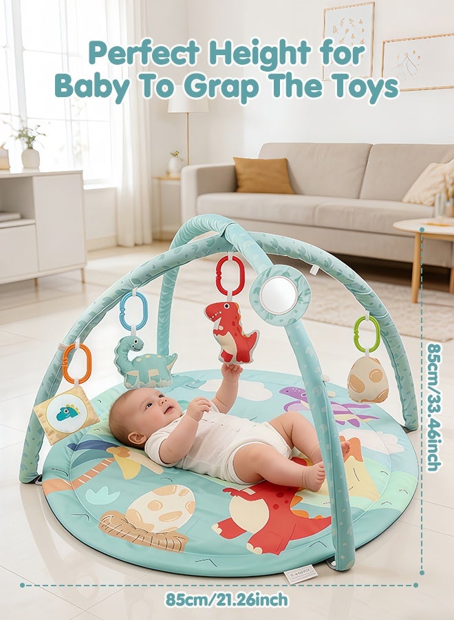 Jubilin Baby Play Gym Mat, Play Mat Activity Mat with 5 Detachable Toys for Stage-Based Sensory & Motor Skill Development, Easy to Install & Clean, Baby Essentials Gift, Dinosaur Green - Image 2