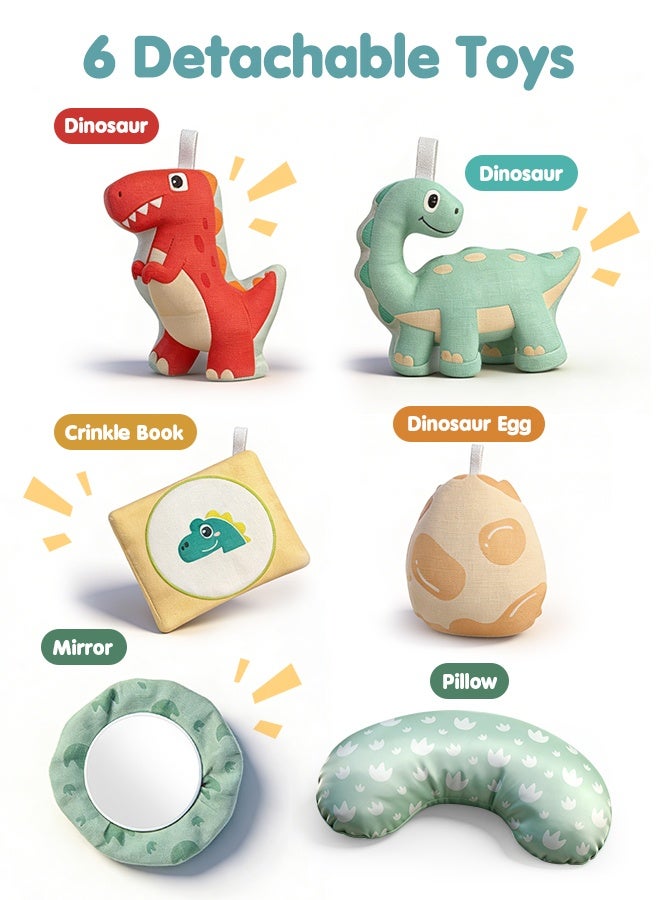 Jubilin Baby Play Gym Mat, Play Mat Activity Mat with 5 Detachable Toys for Stage-Based Sensory & Motor Skill Development, Easy to Install & Clean, Baby Essentials Gift, Dinosaur Green - Image 3