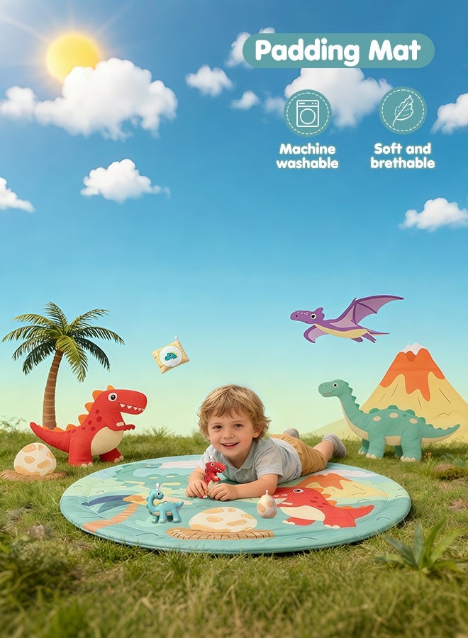 Jubilin Baby Play Gym Mat, Play Mat Activity Mat with 5 Detachable Toys for Stage-Based Sensory & Motor Skill Development, Easy to Install & Clean, Baby Essentials Gift, Dinosaur Green - Image 5