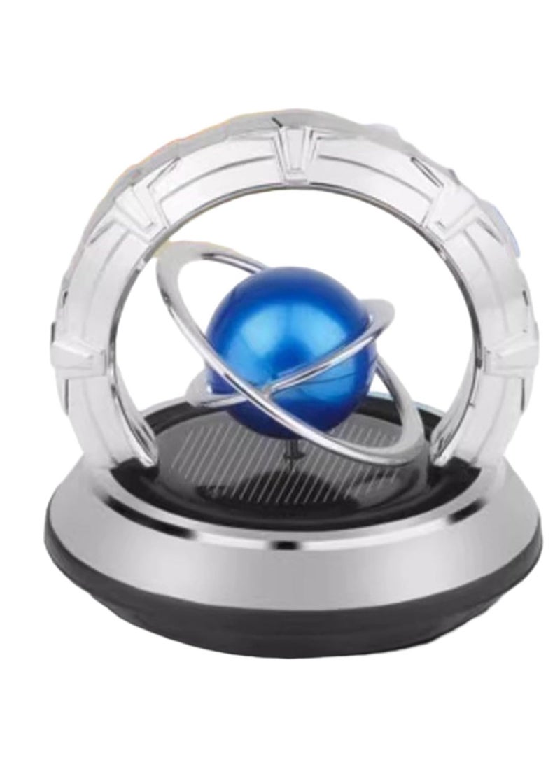 MOCOM Car Air Freshener Solar Rotating Aromatherapy Ornament with Interstellar Crystal Ball (Blue and Silver)  - Image 1