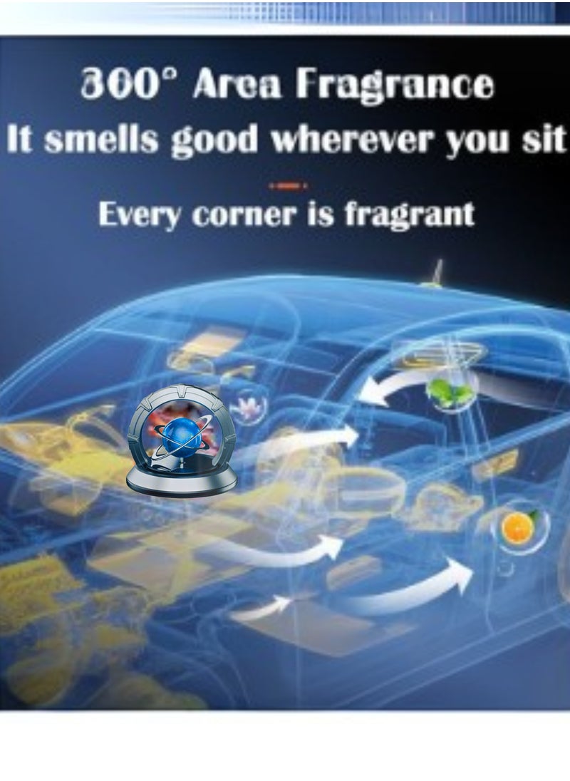 MOCOM Car Air Freshener Solar Rotating Aromatherapy Ornament with Interstellar Crystal Ball (Blue and Silver)  - Image 2
