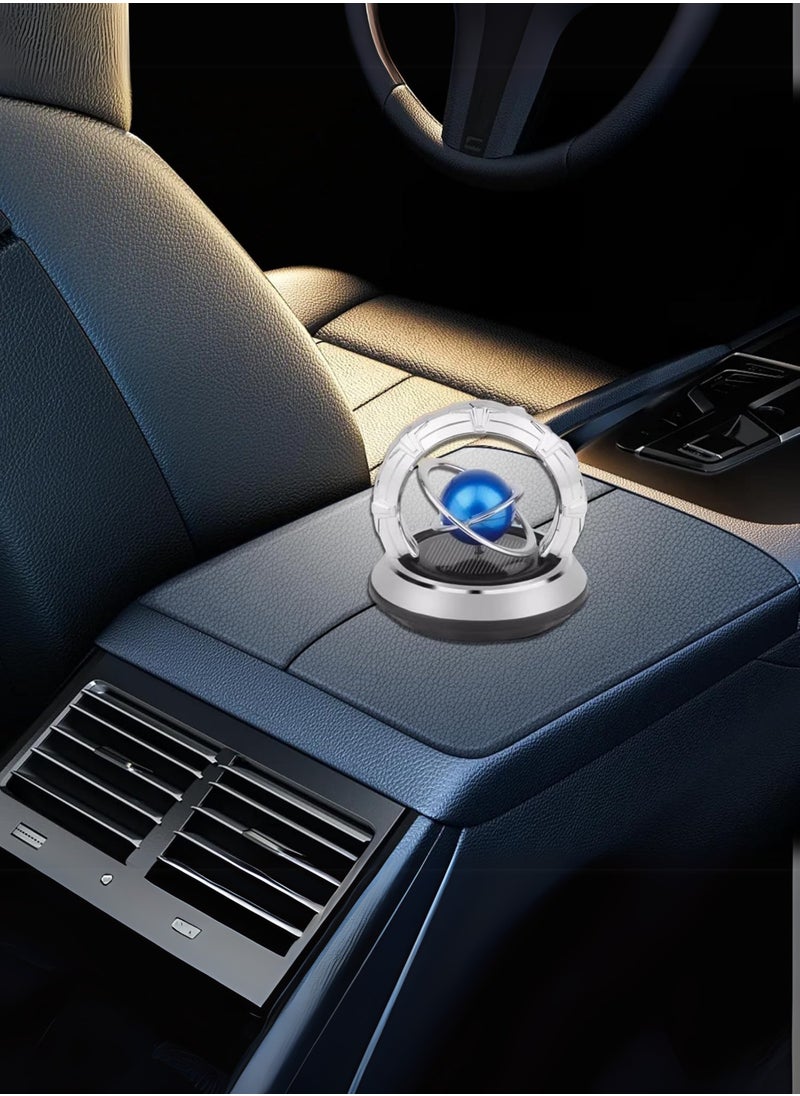 MOCOM Car Air Freshener Solar Rotating Aromatherapy Ornament with Interstellar Crystal Ball (Blue and Silver)  - Image 3