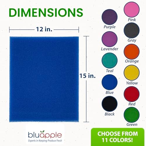 Bluapple FreshMats, Refrigerator Bin Liner, Fridge Drawer Mats, Crisper Life Extender Liner Keeps Produce Fresh Longer, Anti-Bruising, Helps Air Circulation, Washable & Reusable (4-Mats, 12x15, Blue) - Image 4