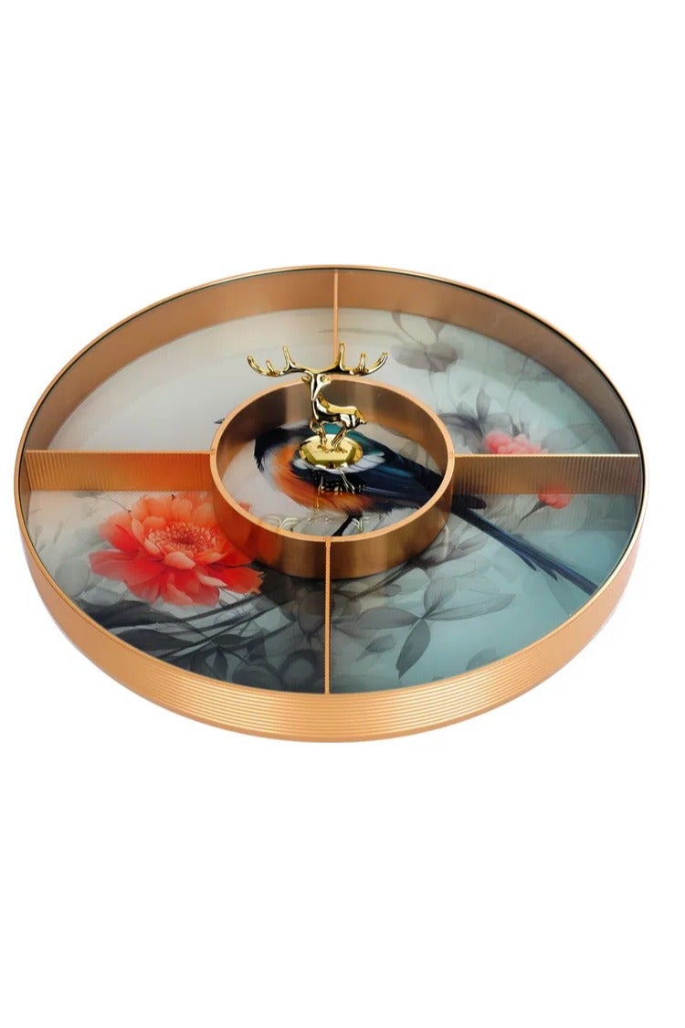 Alsaif Gallery Al Saif Gallery porcelain serving plate, 31x31x4 cm, five-sided, clear cover - gold - Image 3