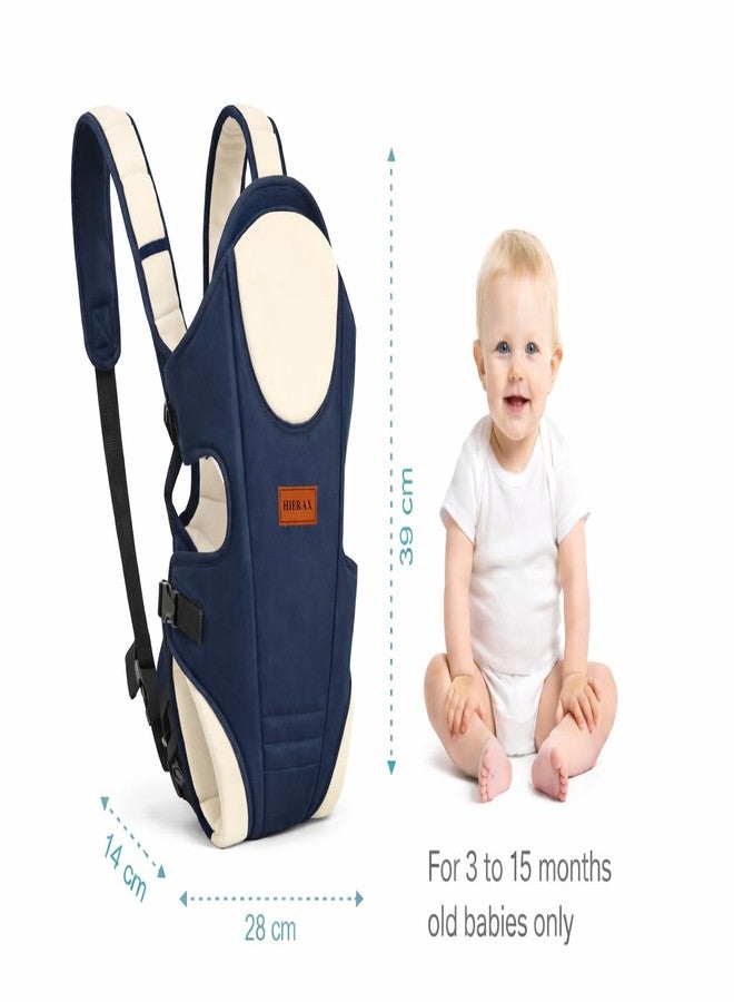 HIERAX Baby Carrier with Adjustable Straps, Front Carry Position, Breathable Fabric, Suitable for Babies Aged 3 to 15 Months (Biege&navyblue) - Image 3