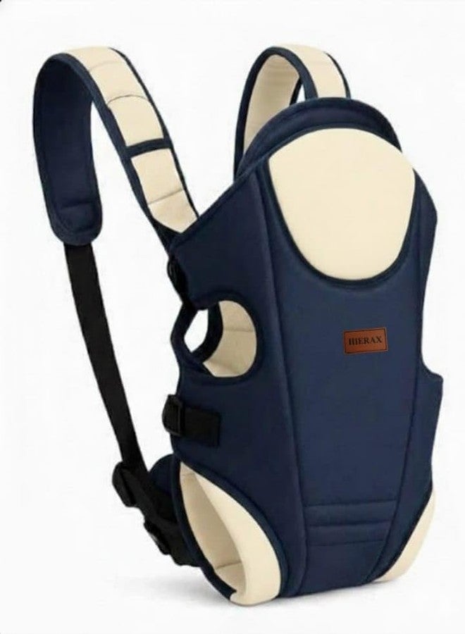 HIERAX Baby Carrier with Adjustable Straps, Front Carry Position, Breathable Fabric, Suitable for Babies Aged 3 to 15 Months (Biege&navyblue) - Image 2