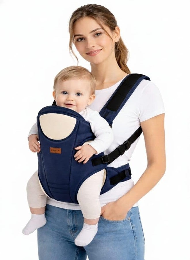 HIERAX Baby Carrier with Adjustable Straps, Front Carry Position, Breathable Fabric, Suitable for Babies Aged 3 to 15 Months (Biege&navyblue) - Image 1