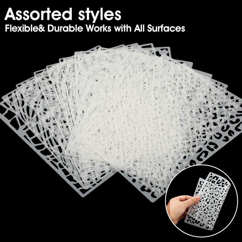 Zonon Zonon 12 Pieces Leopard Stencils Animal Cheetah Stencils Reusable Snakeskin Painting Template for Bleaching Shirts Baking DIY Crafts Wall(5.9 x 8.3 Inch) - Image 3