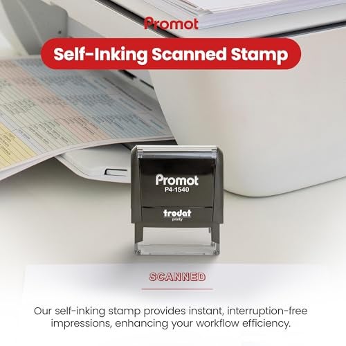 Promot Scanned Self Inking Rubber Stamp - Refillable Scanned Stamper - Business, Bookkeeping, Ordering, Accounting, Work, Office Stamps - Red Ink - Image 2