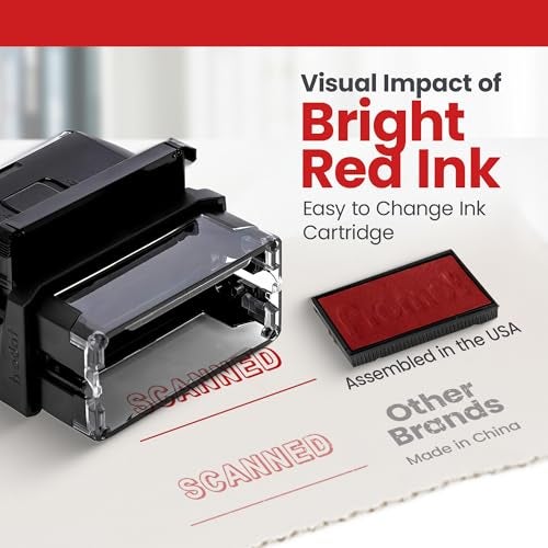 Promot Scanned Self Inking Rubber Stamp - Refillable Scanned Stamper - Business, Bookkeeping, Ordering, Accounting, Work, Office Stamps - Red Ink - Image 4