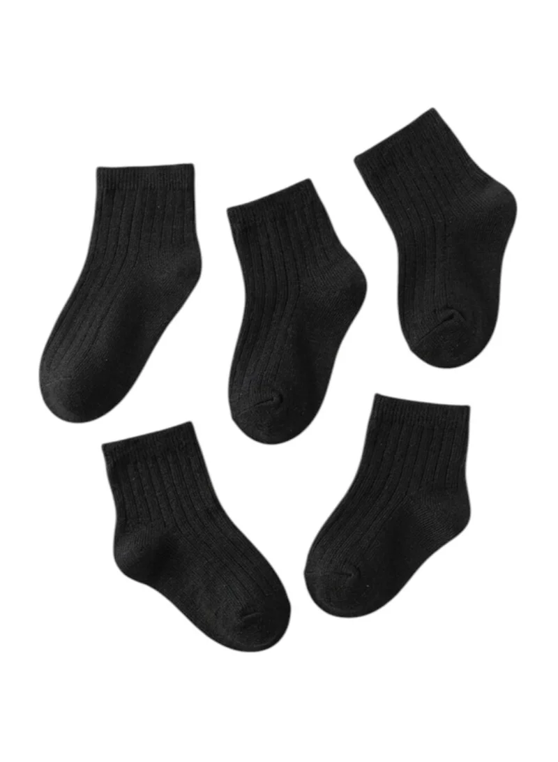 بيداني Essential Black Cotton School Socks (5-Pack)Short