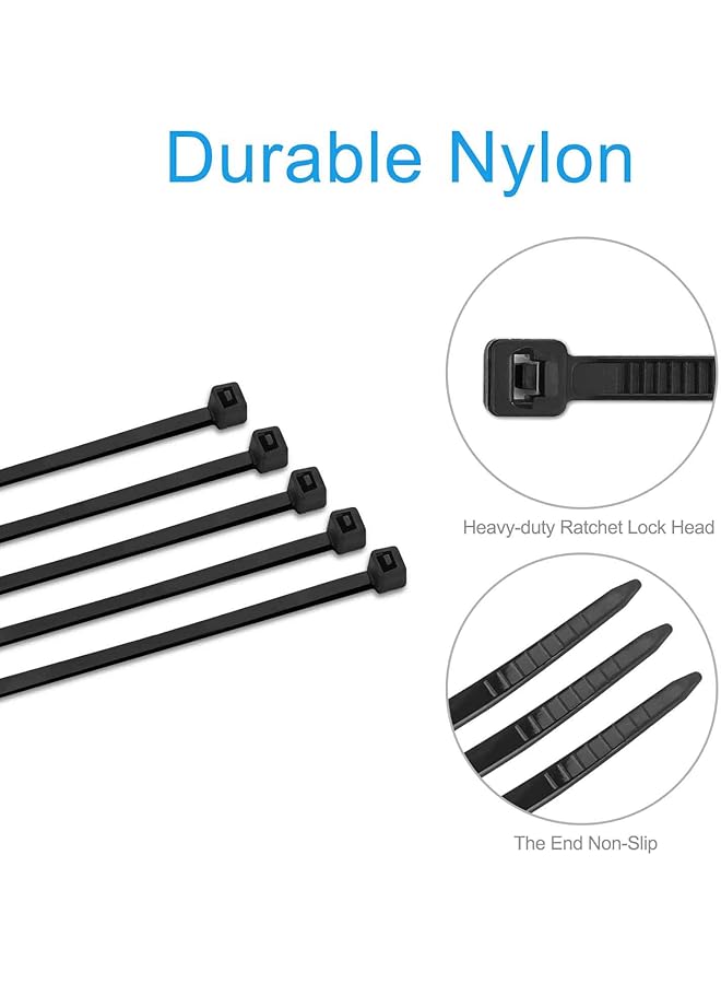 erorex 100 Pack Cable Zip Ties Heavy Duty 8 Inch Premium Plastic Wire Ties With 50 Pounds Tensile Strength Multi Purpose Self Locking Black Nylon Zip Ties For Indoor And Outdoor - Image 4