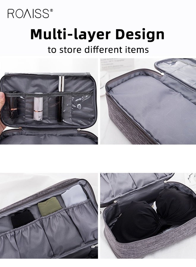 roaiss Waterproof Minimalist Large Capacity Zippered Underwear Storage Bag Portable Clothing and Sock Organizer Travel Essentials Bra Bag Suitable for Travel and Business Trips Gray - Image 2