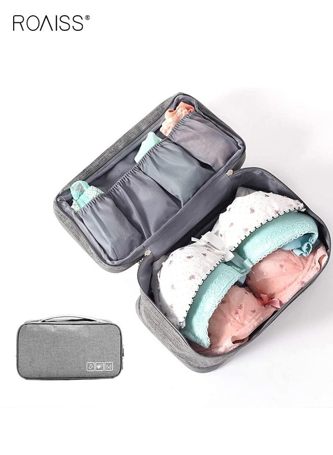 roaiss Waterproof Minimalist Large Capacity Zippered Underwear Storage Bag Portable Clothing and Sock Organizer Travel Essentials Bra Bag Suitable for Travel and Business Trips Gray - Image 3