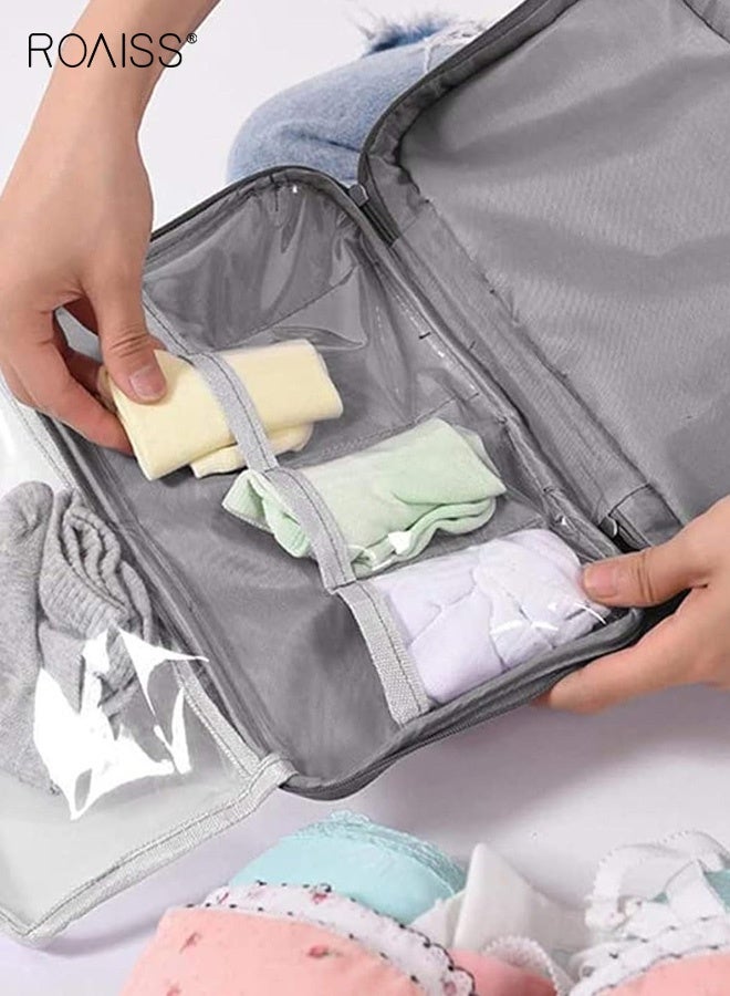 roaiss Waterproof Minimalist Large Capacity Zippered Underwear Storage Bag Portable Clothing and Sock Organizer Travel Essentials Bra Bag Suitable for Travel and Business Trips Gray - Image 4