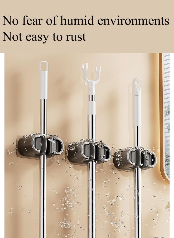 4Pcs Broom Holder Wall-Mounted Mop Holder No Punching Strong Load-Bearing Suitable for Kitchens, Garages, Storage Rooms - Image 5