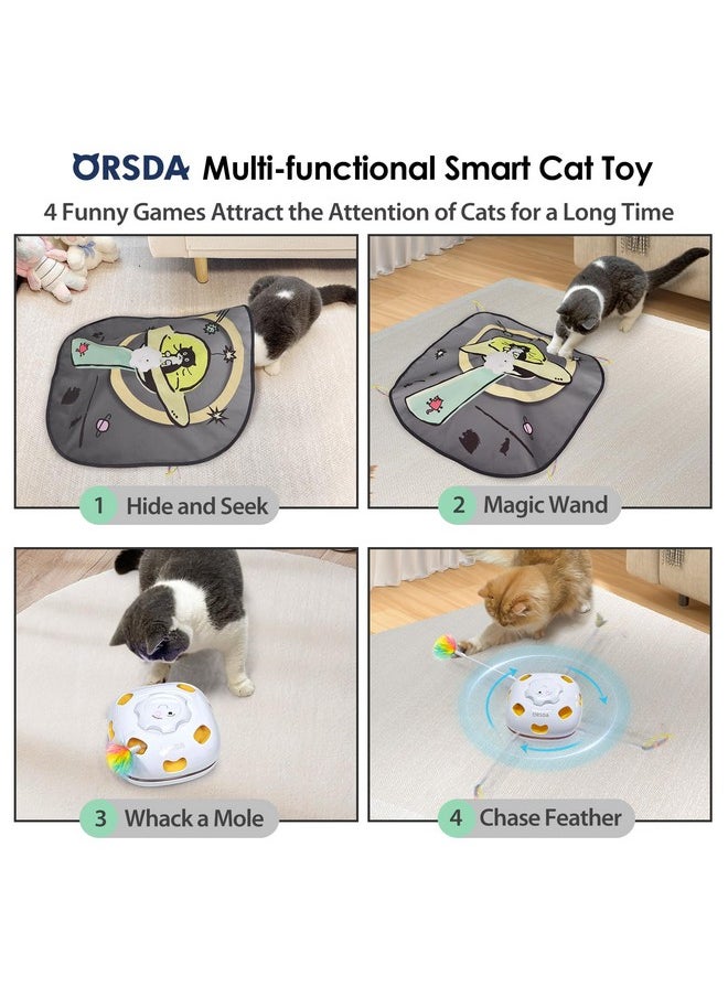 Orsda - ORSDA 4 in 1 Interactive Cat Toys - Automatic Cat Toys for Indoor Cats & Kittens, 8 Holes Mice Whack-A-Mole, Hide and Seek Smart Motion with 5PCS DIY Replacement Refills - Image 1