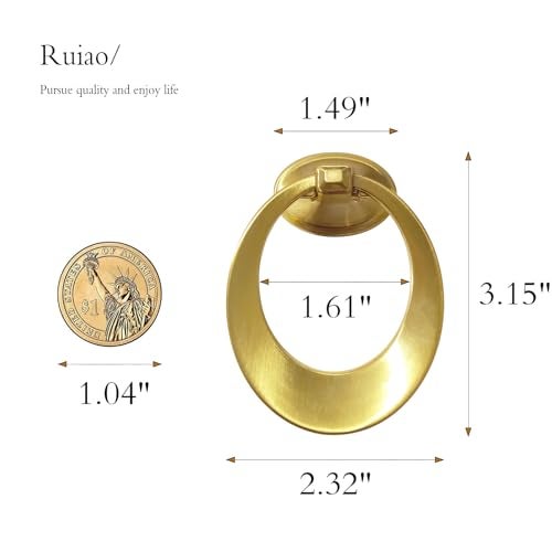 Ruiao 6 Pack 315 Inch Dresser Drawer Knobs Zinc Alloy Gold Cupboard Knobs with Screws Entrance Cabinet Knobs for Kitchen Bathroom - Image 3
