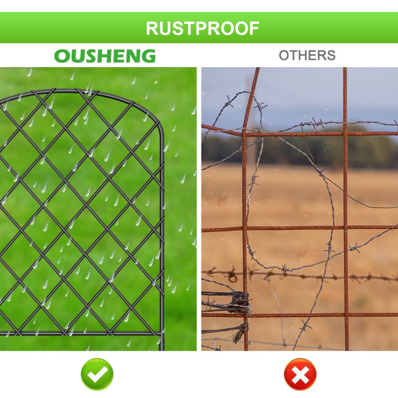 OUSHENG 10 Pack Decorative Garden Fence, Total 10ft(L) x 24in(H) Animal Barrier Border, Rustproof Metal Wire Section Edging Fencing Panel for Outdoor Patio Garden Yard, Arched - Image 4