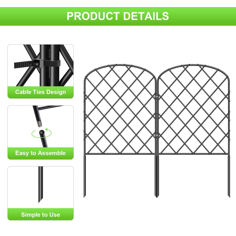 OUSHENG 10 Pack Decorative Garden Fence, Total 10ft(L) x 24in(H) Animal Barrier Border, Rustproof Metal Wire Section Edging Fencing Panel for Outdoor Patio Garden Yard, Arched - Image 3