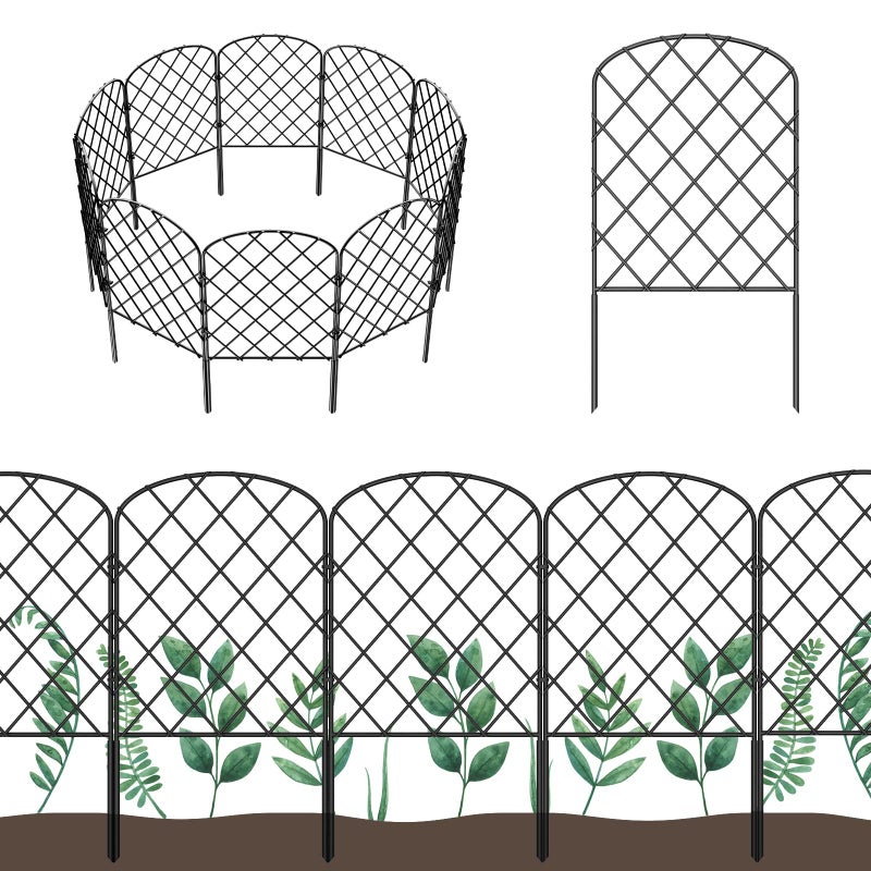 OUSHENG 10 Pack Decorative Garden Fence, Total 10ft(L) x 24in(H) Animal Barrier Border, Rustproof Metal Wire Section Edging Fencing Panel for Outdoor Patio Garden Yard, Arched - Image 1