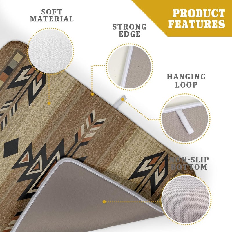 Giwawa 18"x24" Southwestern Dish Drying Mat Rustic Brown Tribal Ethnic Large Dish Drainer Mats Antique Native American Absorbent Microfiber Dish Drying Pad for Kitchen Countertop Decor - Image 4