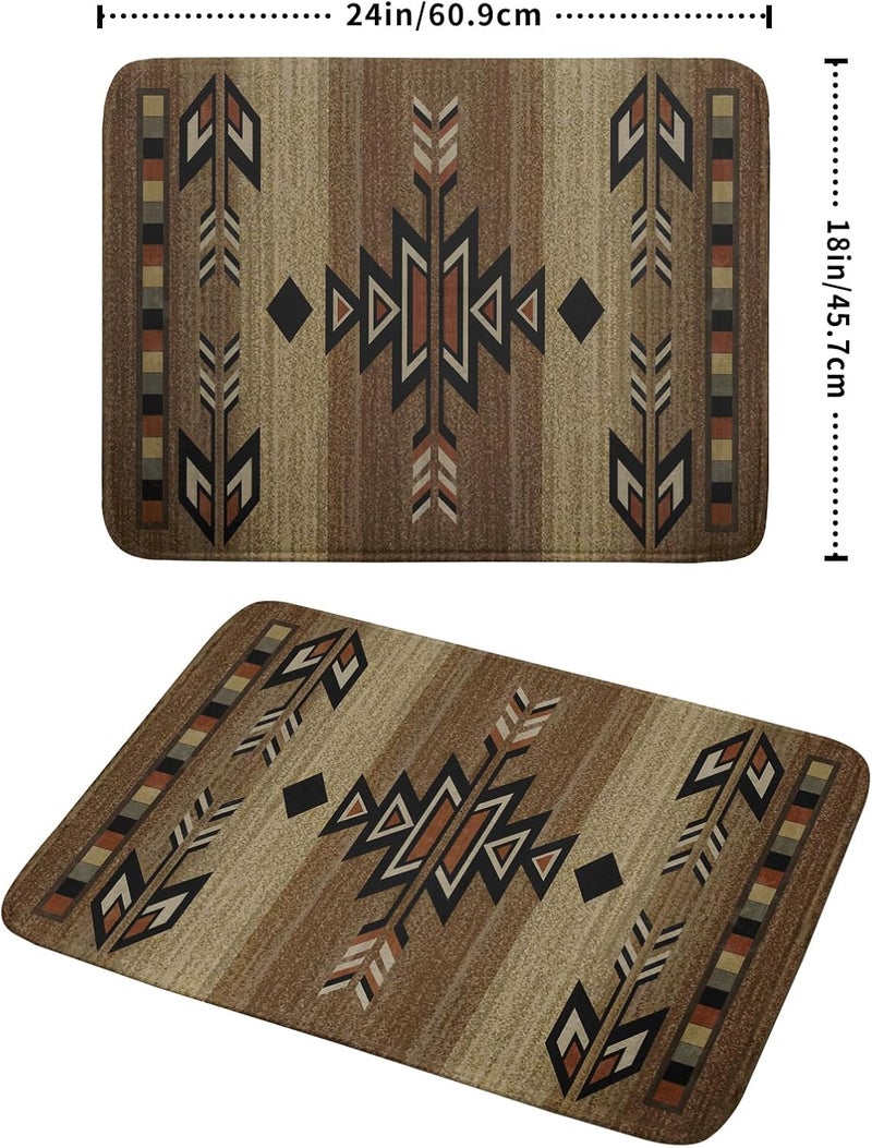 Giwawa 18"x24" Southwestern Dish Drying Mat Rustic Brown Tribal Ethnic Large Dish Drainer Mats Antique Native American Absorbent Microfiber Dish Drying Pad for Kitchen Countertop Decor - Image 2
