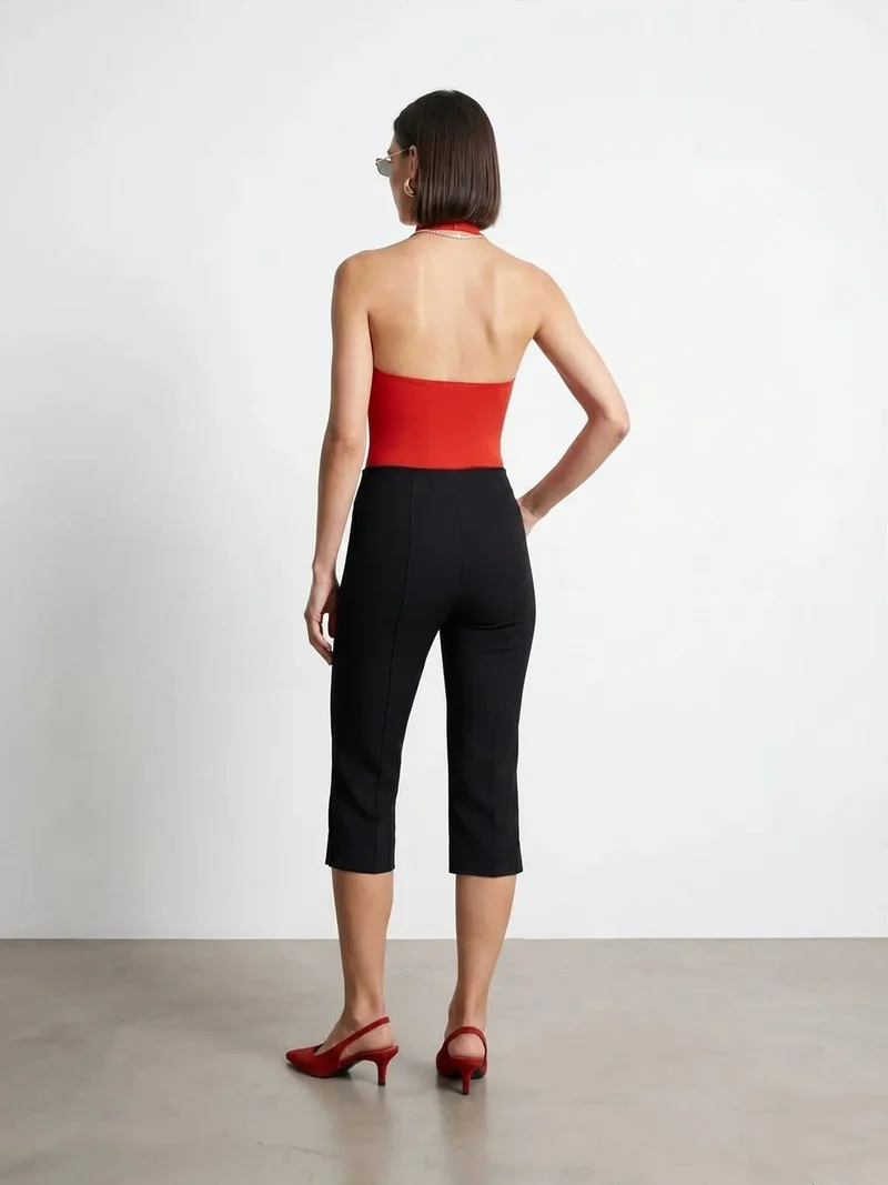 ديلفين Dilvin High-Waist Capri Cigarette Trousers