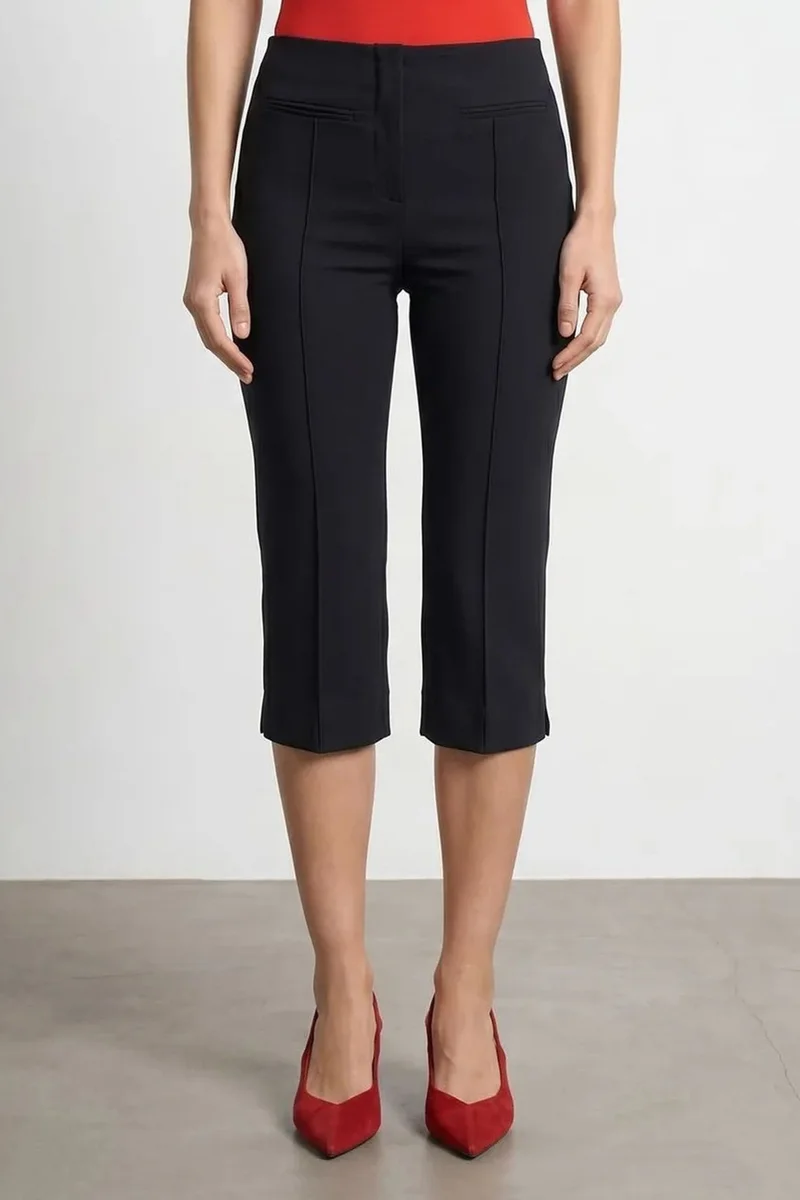 Dilvin Black DILVIN High-Waist Capri Cigarette Trousers for Women | Best Price UAE