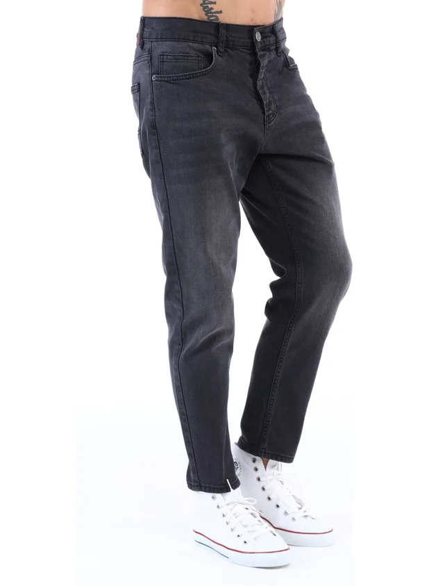 سيدي دينيم Men Anthracite High Waist Slim Leg Loose Jeans Mom Jeans C333