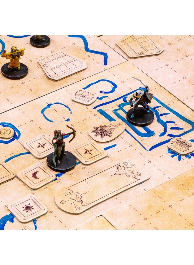 Stratagem The Master's Atlas Grid Tiles-Reversible Dry Wet Erase Battle Map for 3D DND-RPG Tabletop RPG Scenery-Dungeons Dragons Pathfinder- Tabletop Grid| Blank/Parchment - 44 Tiles & 48 Tokens - Image 3