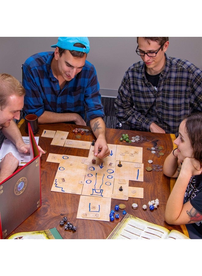 Stratagem The Master's Atlas Grid Tiles-Reversible Dry Wet Erase Battle Map for 3D DND-RPG Tabletop RPG Scenery-Dungeons Dragons Pathfinder- Tabletop Grid| Blank/Parchment - 44 Tiles & 48 Tokens - Image 4