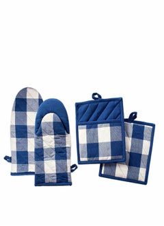 Excefore Cotton Oven Mitts and Pot Holder Sets Heat-Resistant gloves and Mats for Cooking Grills and Ovens Reusable Glove Suit Suitable for Kitchen and Restaurant  - Image 1