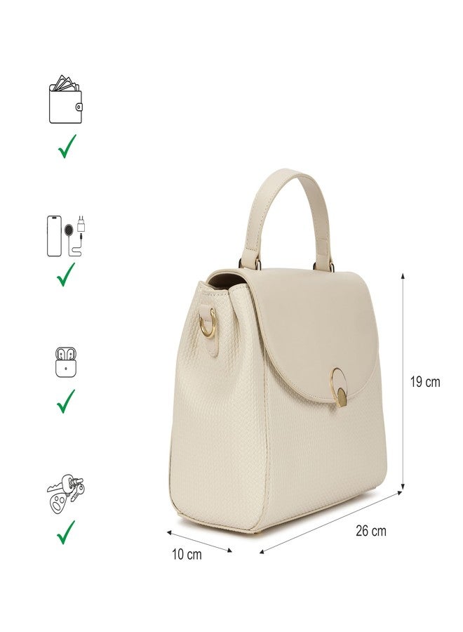 Fastrack Twine Charm Satchel | Faux-Leather Women’s Satchel | Dual Compartments with Centre Zip Pocket, External Quick-Access Zipper, Gold-Accent Flap & Adjustable Strap - Image 4