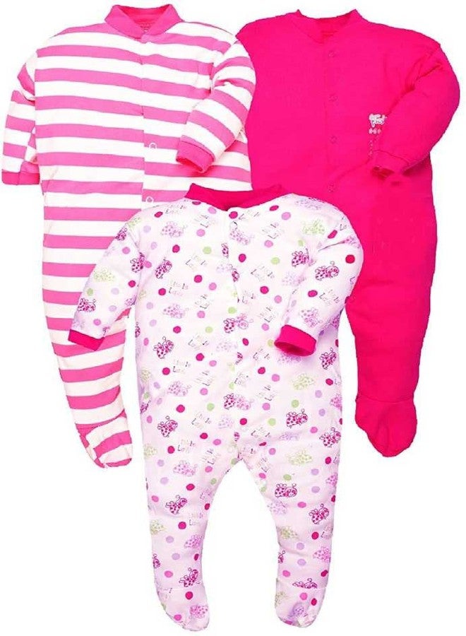 TiniBerry Baby Long Sleeve Cotton Full Body Sleep Suit, Romper for Boys and Girls Set of 3 (6-9 Months, Rani) - Image 1
