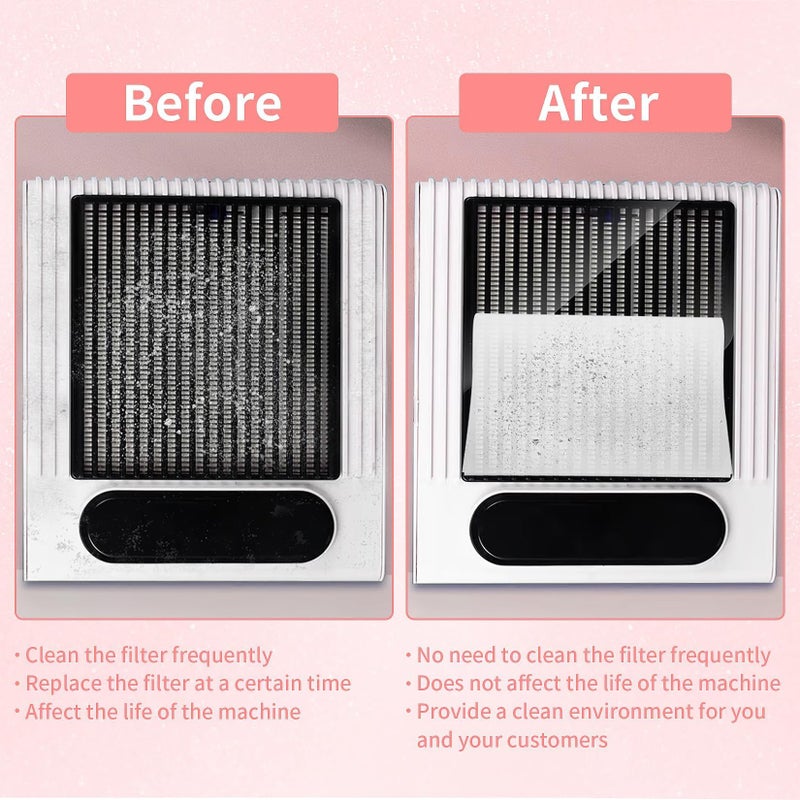 RAQEHO 200 Nail Dust Collector Filter - Disposable Nail Fan Filter Paper Nail Vacuum Dust Filter Sheet for Nail Vacuum Cleaner Nail Filter Dust Collector Nail Accessories for Nail Salon Technician - Image 4