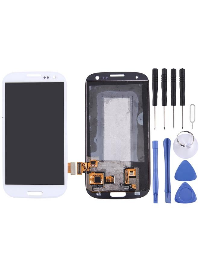شاشة LCD أصلية بديلة + لوحة لمس لهاتف Galaxy SIII / i9300 باللون الأبيض - Image 1