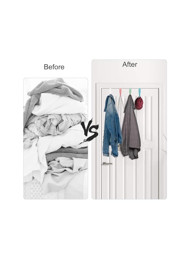 The Bros 12 قطعة خطافات فوق الباب 4 ألوان، خطاف صغير فوق الخزائن للتعليق، خطافات فردية فوق خزائن المطبخ لغرفة النوم، الحمام، خزانة الملابس - وردي، أبيض، أزرق، أخضر - Image 3