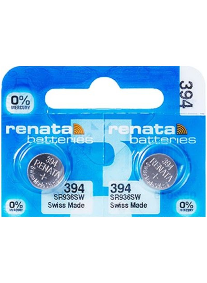 2 Pieces Renata Watch Batteries 394/SR936W Swiss made Silver 1.55 V